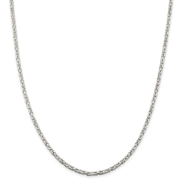 2.5mm, Sterling Silver, Solid Byzantine Chain Necklace on Sale