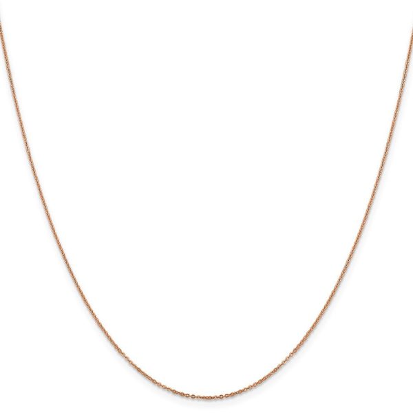 1.1mm 14K Rose Gold Solid Flat Cable Chain Necklace Hot on Sale