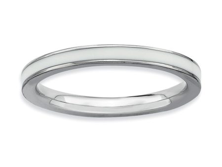 2.25mm Sterling Silver Stackable White Enameled Band Supply