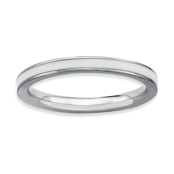 2.25mm Sterling Silver Stackable White Enameled Band Supply