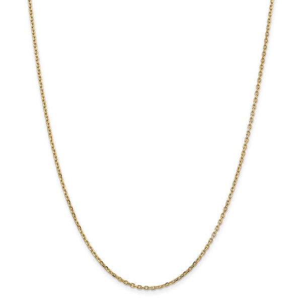 1.8mm, 14k Yellow Gold Diamond Cut Solid Cable Chain Necklace Cheap