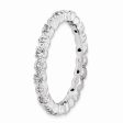 2.25mm Stackable White Topaz and .04 Ctw HI I3 Diamond Silver Band Fashion