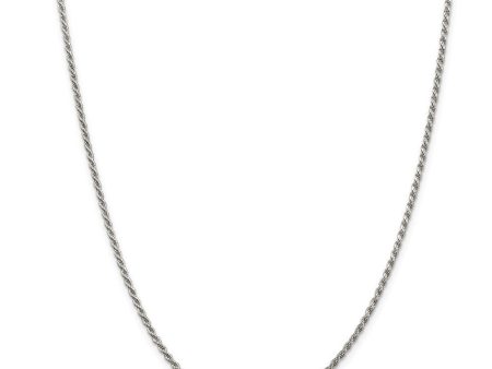 1.8mm Rhodium Plated Sterling Silver Solid D C Rope Chain Necklace Online