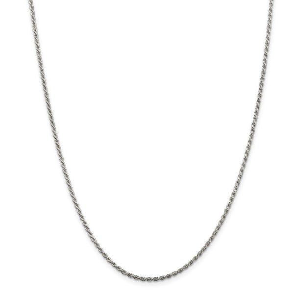 1.8mm Rhodium Plated Sterling Silver Solid D C Rope Chain Necklace Online