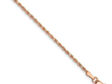 1.8mm, 14k Rose Gold, Diamond Cut Solid Rope Chain Anklet or Bracelet For Sale