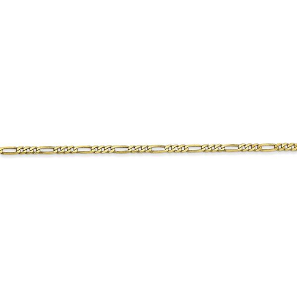 1.75mm, 10k Yellow Gold, Solid Concave Figaro Chain Bracelet For Sale