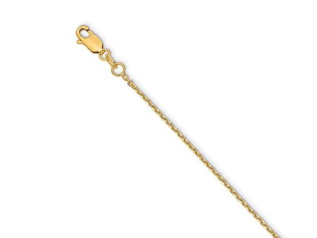 1.4mm 14k Yellow Gold Solid Diamond Cut Cable Chain Necklace Online