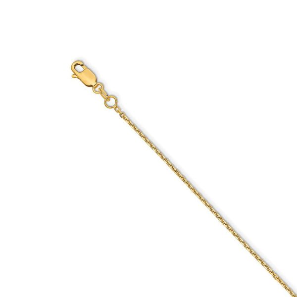 1.4mm 14k Yellow Gold Solid Diamond Cut Cable Chain Necklace Online