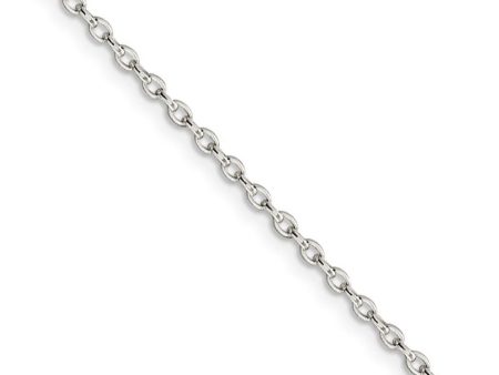 1.6mm Sterling Silver Solid Oval Rolo Chain Necklace For Cheap