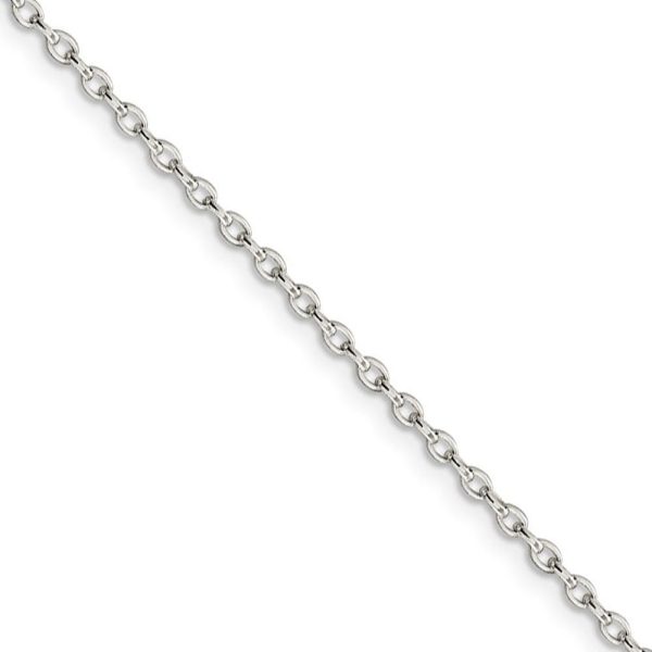 1.6mm Sterling Silver Solid Oval Rolo Chain Necklace For Cheap