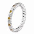 2.25mm Stackable Citrine & .04 Ctw HI I3 Diamond Silver Band on Sale