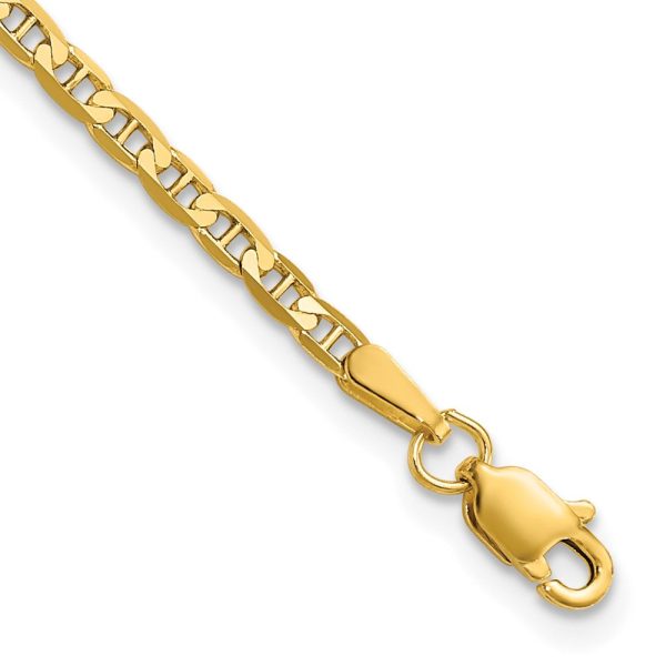 2.4mm 14k Yellow Gold Solid Concave Anchor Chain Bracelet Online Hot Sale