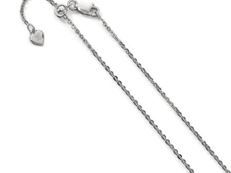 1.75mm Rhodium Plated Sterling Silver Adjustable Cable Chain Necklace on Sale