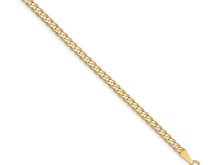 14k Yellow Gold 2.3mm Solid Beveled Curb Chain Anklet Online Hot Sale