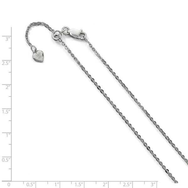 1.75mm Rhodium Plated Sterling Silver Adjustable Cable Chain Necklace on Sale