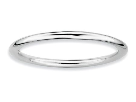 1mm Rhodium Plated Sterling Silver Stackable Polished Elegant Band Fashion