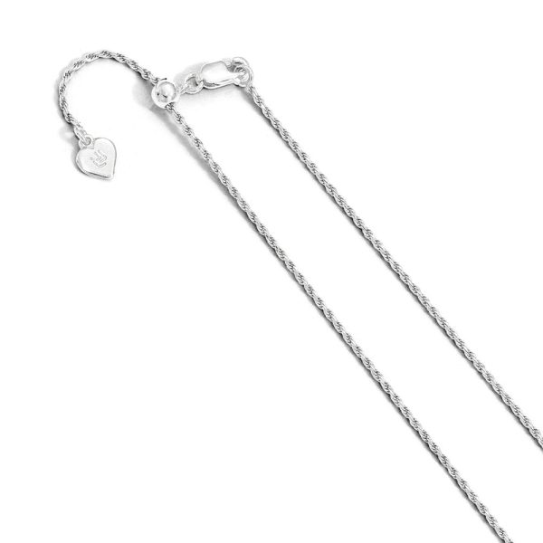 1.2mm Sterling Silver Adjustable Solid D C Rope Chain Necklace Sale