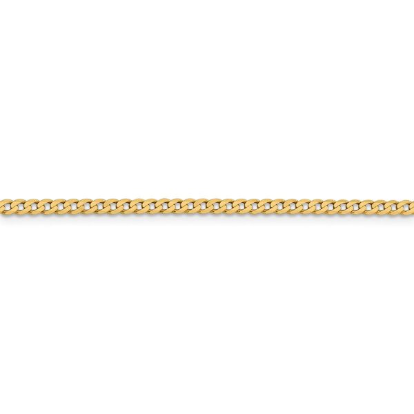 14k Yellow Gold 2.3mm Solid Beveled Curb Chain Anklet Online Hot Sale