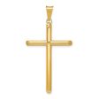 14k Yellow Gold Large 3mm Hollow Tube Cross Pendant For Cheap