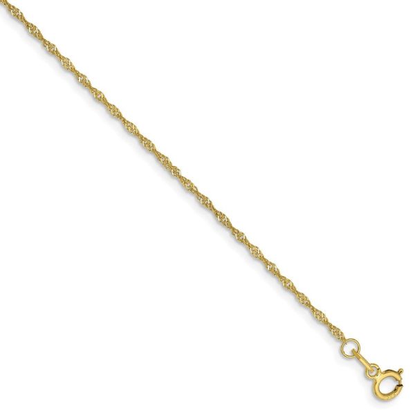 1.1mm, 10k Yellow Gold, Singapore Chain Anklet or Bracelet Fashion