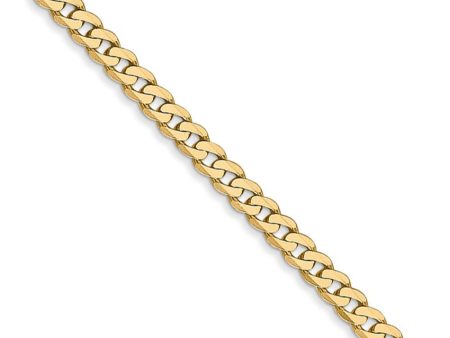 2.9mm 14k Yellow Gold Solid Beveled Curb Chain Necklace Online now