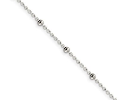 1.3mm, Sterling Silver Beaded Cable Chain Necklace Online now