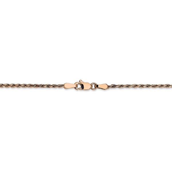 1.8mm, 14k Rose Gold, Diamond Cut Solid Rope Chain Anklet or Bracelet For Sale