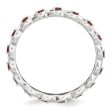 2.5mm Rhodium Plated Sterling Silver Stackable Garnet Twist Band Fashion