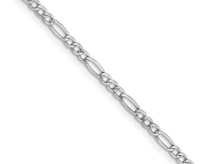 2.5mm 14k White Gold Hollow Figaro Chain Necklace Online Sale