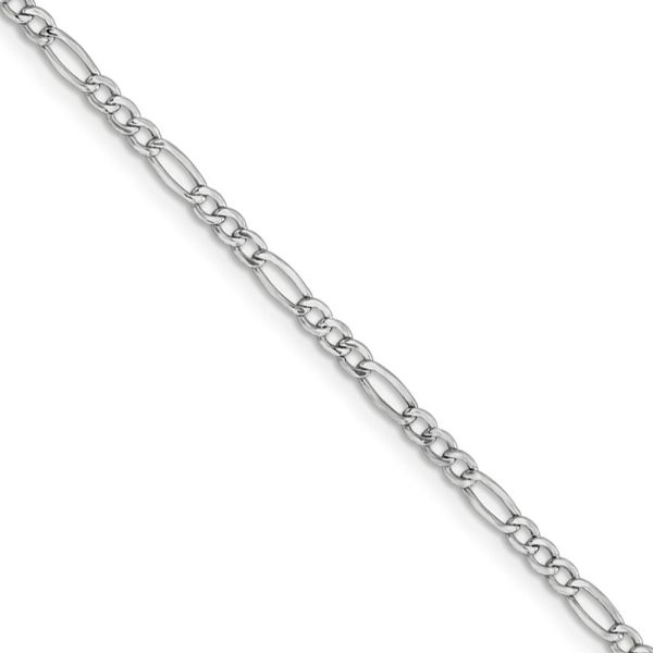 2.5mm 14k White Gold Hollow Figaro Chain Necklace Online Sale