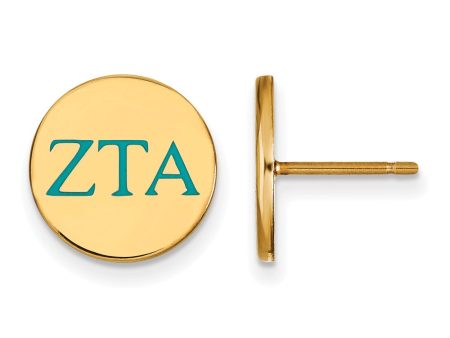 14K Plated Silver & Enamel Zeta Tau Alpha Post Earrings Discount