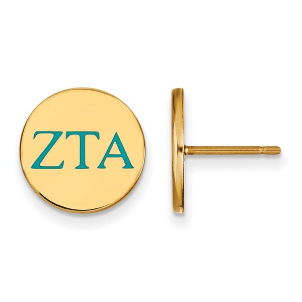 14K Plated Silver & Enamel Zeta Tau Alpha Post Earrings Discount