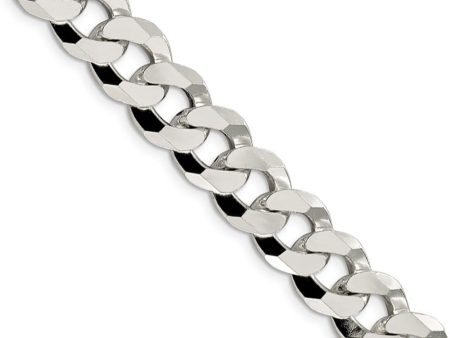 Men s 12.3mm Sterling Silver Solid Beveled Curb Chain Necklace Sale