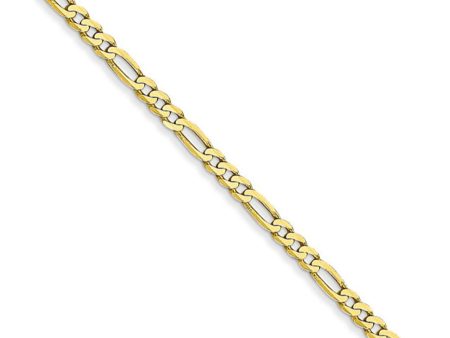 2.2mm, 10k Yellow Gold, Solid Concave Figaro Chain Necklace Online Sale