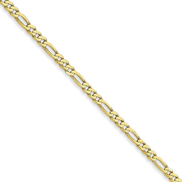 2.2mm, 10k Yellow Gold, Solid Concave Figaro Chain Necklace Online Sale