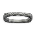 2.25mm Stackable Black Plated Silver Square Heart Band Hot on Sale