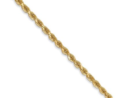 2.25mm, 14k Yellow Gold Diamond Cut Solid Rope Chain Necklace For Cheap