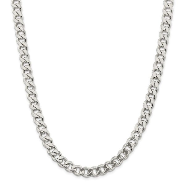 Men s 9mm, Sterling Silver Solid Flat Curb Chain Necklace Online