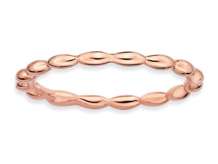 1.5mm 14k Rose Gold Plated Sterling Silver Stackable Rice Bead Band Online now