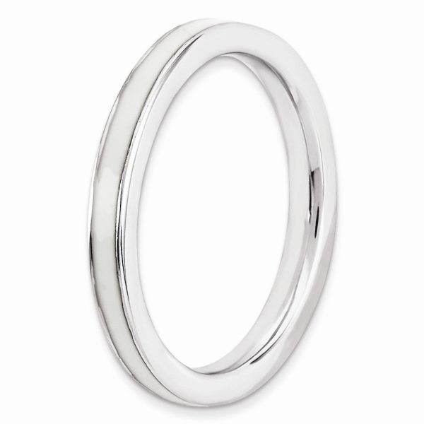 2.25mm Sterling Silver Stackable White Enameled Band Supply