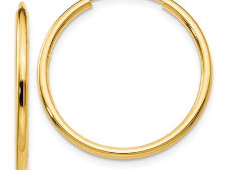 1.5mm x 23mm 14k Yellow Gold Polished Round Endless Hoop Earrings Online Hot Sale