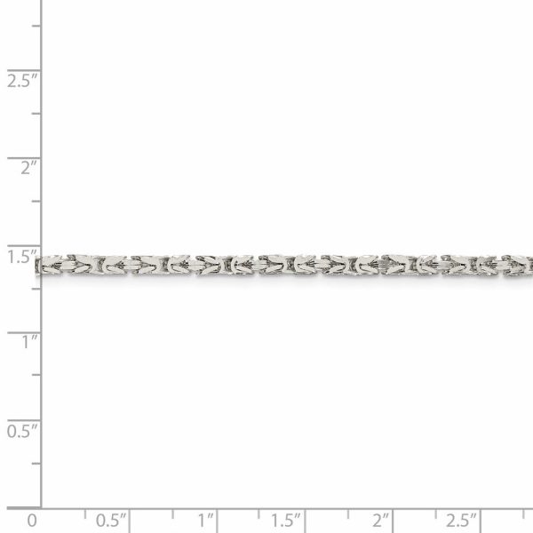 2.5mm, Sterling Silver, Solid Byzantine Chain Necklace on Sale