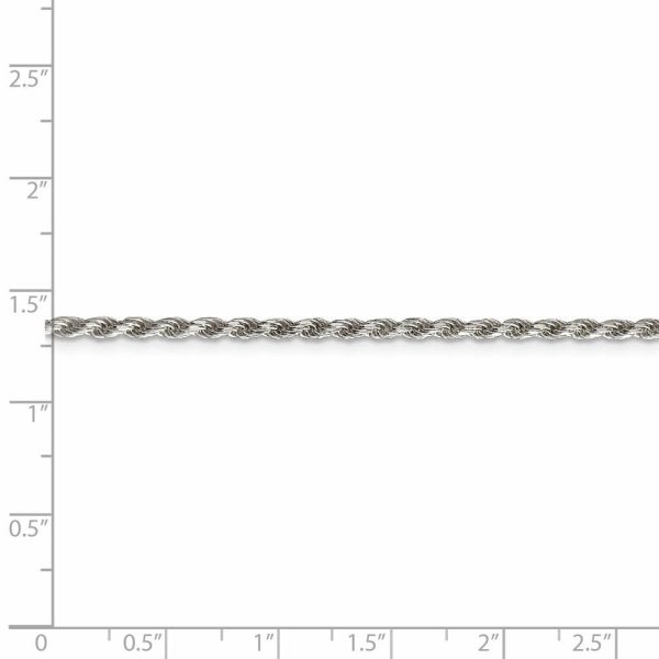 2.25mm Sterling Silver, Diamond Cut Solid Rope Chain Necklace Cheap