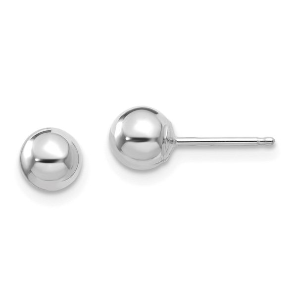 14k White Gold 5mm Polished Ball Silicone Push Back Stud Earrings Online Hot Sale