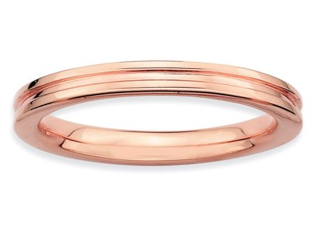 2.25mm Stackable 14K Rose Gold Plated Silver Grooved Band Supply