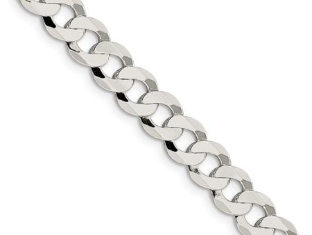 Men s 7.5mm Sterling Silver Solid Flat Curb Chain Necklace Hot on Sale