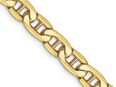 5.5mm, 14K Yellow Gold, Hollow Anchor Link Chain Necklace Fashion