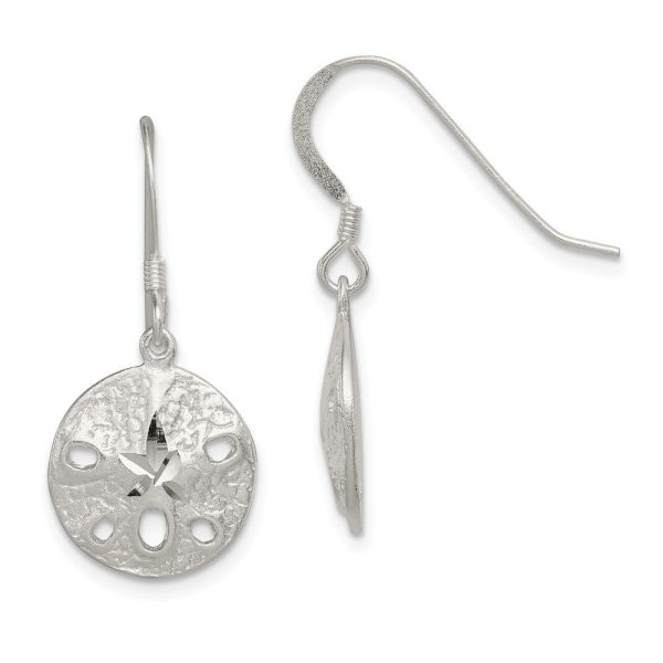 12mm Diamond Cut Sand Dollar Dangle Earrings in Sterling Silver For Cheap