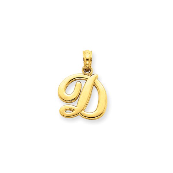 14k Yellow Gold, Mimi Collection, Small Script Initial D Pendant Sale