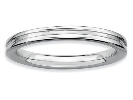 2.25mm Stackable Sterling Silver Grooved Band Online now